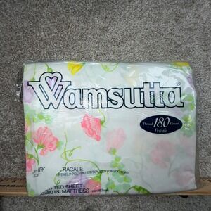 Wamsutta Vintage Queen Fitted Sheet Floral Sweet Pea 180 TC Percale No-Iron NOS